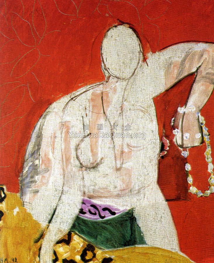 拿着珍珠项链的女人 - 亨利·马蒂斯